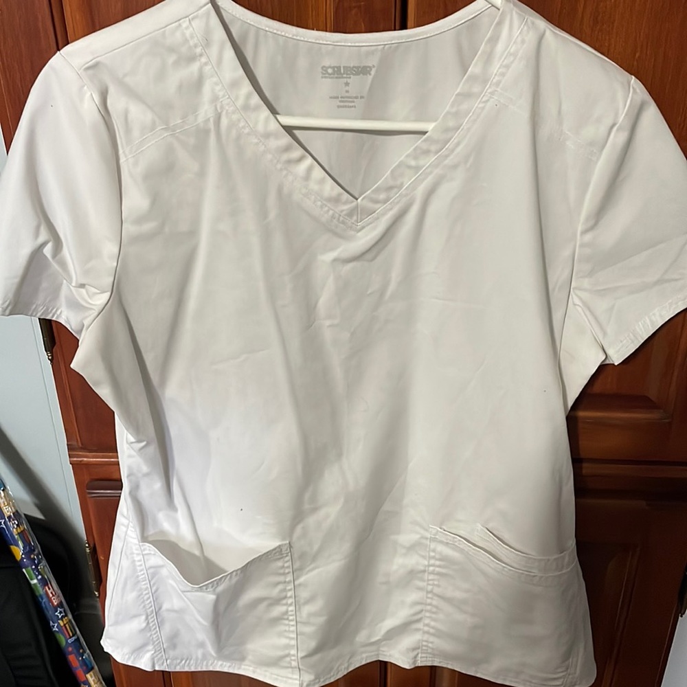 White scrub top
